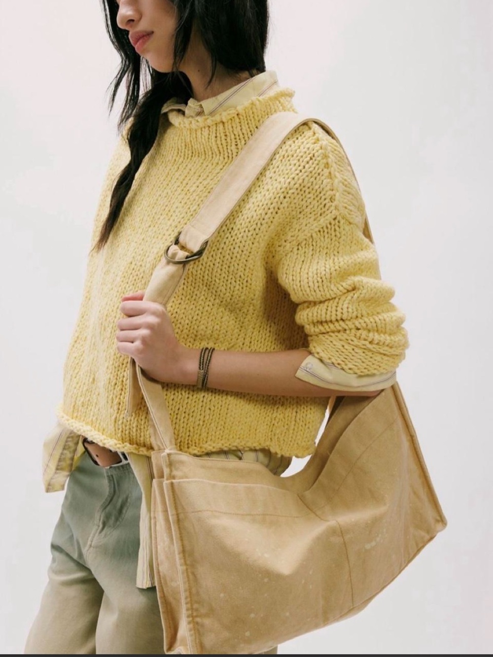 NWT Free People Camp Crush Canvas Tote-Neutral